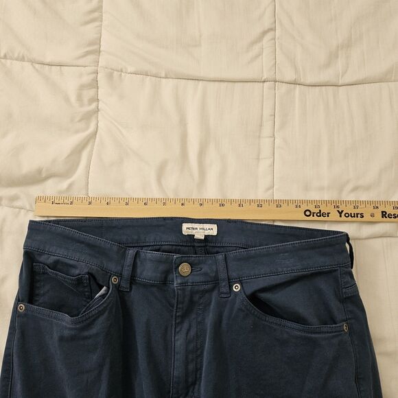 Peter Millar Pants Mens 33 Navy Signature Sateen Five Pocket Classic Fit Stretch - Picture 9 of 11